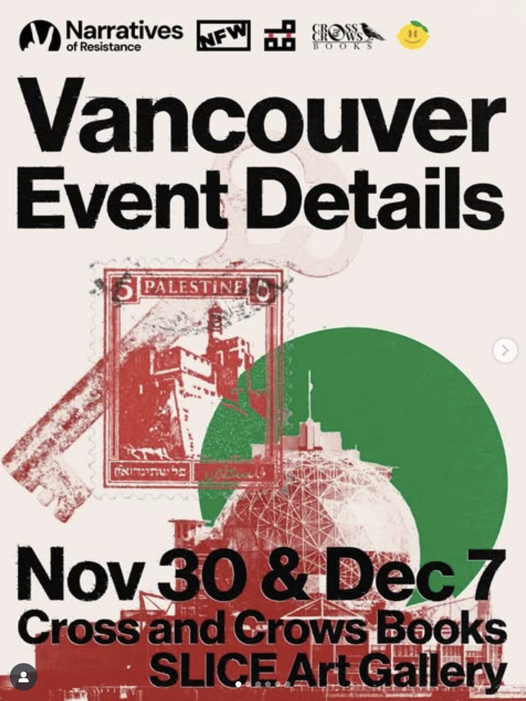 Poster for Narratives of Resistance Vancouver Palestine Film Festival